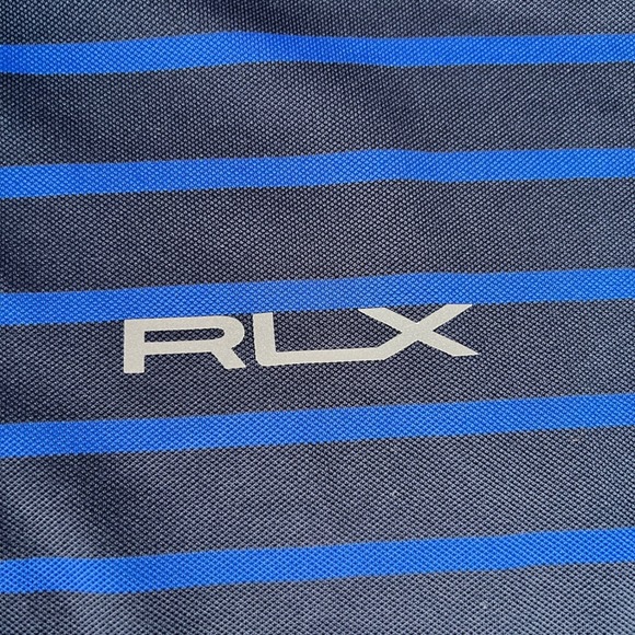 RLX Ralph Lauren Men's L Golf Performance Polo Shirt Striped Blue Green White - Picture 5 of 9